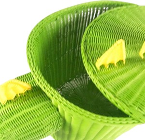 Panier de rangement en rotin en forme de dinosaure vert pour l'organisation des jouets des enfants, design animal mignon, matériau naturel écologique - Product Image 4