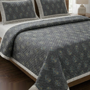 Mint Grey Luxury Quilt Bedcover <b>Set</b> 3Pc Heavy Cotton Feel AC Quilt <b>Set</b> Double Bed <b>Comforter</b> with 2 Pillow Covers Premium Filling - Product Image 1