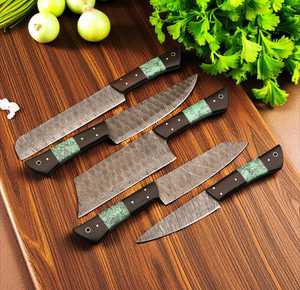 Ensemble de couteaux de chef en acier à haute teneur en carbone sur mesure de haute qualité, 5 pièces, ambidextres, finition polie, style traditionnel - Product Image 6