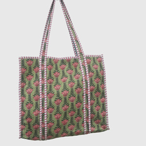 Sac fourre-tout en coton imprimé floral, style bohème, ouvert en dessus, sac de shopping pour femmes, utilisable toute l'année - Product Image 4