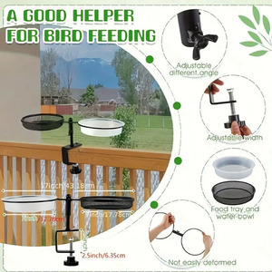 ที่ให้อาหารนกแบบหนีบสองช่องพร้อมถาดน้ำสำหรับใช้งานกลางแจ้ง - Product Image 3
