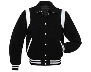 Unisex <b>Black</b> <b>Red</b> <b>Varsity</b> <b>Jacket</b> Polyester Preppy Style Turn-down Collar Regular Sleeve Single Breasted Baseball Winter Front - Product Image 3