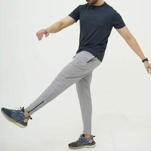 T-shirt décontracté pour homme, bleu marine uni, col rond, manches courtes, respirant, léger, pour la gym, l'entraînement, la performance sportive - Product Image 4