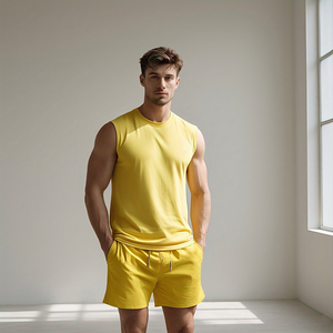 Conjunto Deportivo de Verano para Hombre, Sin Mangas, Transpirable, de Secado Rápido, con Camiseta y Pantalones Cortos con Patrón Sólido y Colores Personalizados - Product Image 6