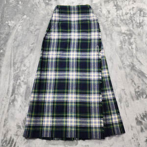 Jupe Vintage Femme Plissée Longue en Laine Tartan Vert Bleu avec Boucle Kilt 2026 - Product Image 1