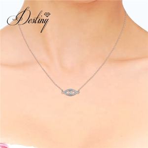 Collar <span class=keywords><strong>Gargantilla</strong></span> de Moda con Colgante Único Adornado con Cristales de <span class=keywords><strong>Swarovski</strong></span>, Delicado, Plata de Ley 925, Joyería para Mujer - Product Image 6