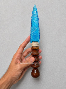 MUNTAHA AGATE Athame en obsidienne aqua polie de 10 pouces, fabriqué à la main, avec manche, pour les rituels païens et la décoration intérieure - Product Image 2
