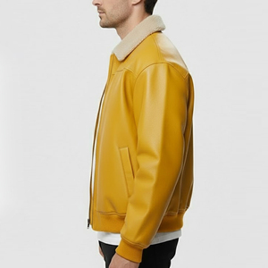 Veste d'hiver personnalisée 2026 pour homme, nouvelle veste en cuir tendance, tissu en toile de haute qualité, tricotée, meilleur design, fermeture éclair haute, hiver - Product Image 5