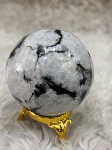 Natural rainbow moonstone <b>crystal</b> <b>sphere</b> with enchanting color flashes pearly sheen rounded polish and distinctive mineral - Product Image 3