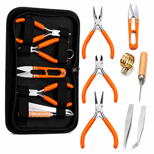 Kit de herramientas para hacer joyas, alicates de acero inoxidable con mangos naranjas para manualidades, juego de 8 piezas - Product Image 5