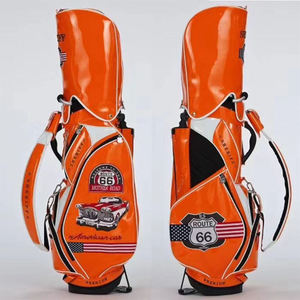 กระเป๋ากอล์ฟแบบตั้งพื้นรุ่นพรีเมียมลาย Route 66 พร้อมผิวหนังเคลือบเงาและขาตั้งอัตโนมัติ - Product Image 3