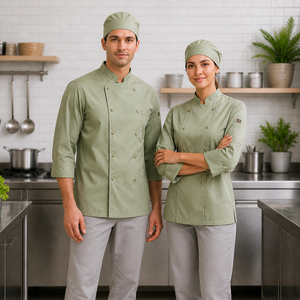 Ensemble d'uniformes de chef de restaurant respirant en polyester-coton anti-boulochage – Kit de vêtements pour personnel de cuisine - Product Image 5