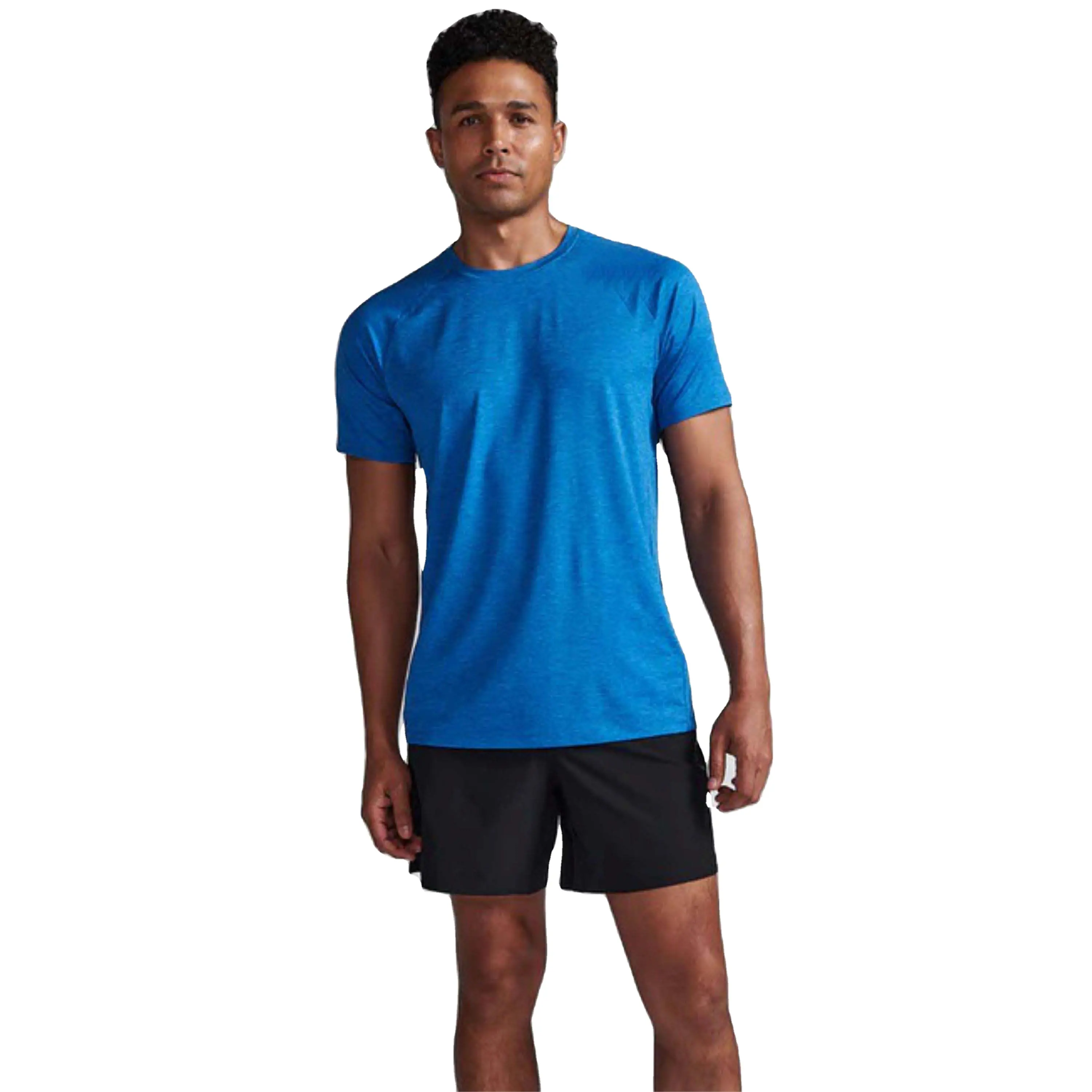 고탄력 일반 면 반소매 훈련 편안한 운동 근육 피트니스 남성용 슬림핏 스포츠 티셔츠 체육관 티셔츠