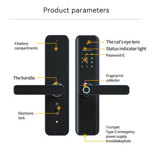 <span class=keywords><strong>Navicat</strong></span>-cerradura de puerta inteligente con cámara, dispositivo electrónico con contraseña Digital, huella Digital, Tuya, Wifi, App - Product Image 4
