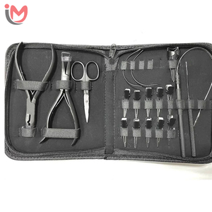 Professional Hair Extension Tool Kit White Color Stainless Steel Pliers Scissors Loop <b>Needles</b> Comb Set with Zipper <b>Case</b> OEM - Product Image 2