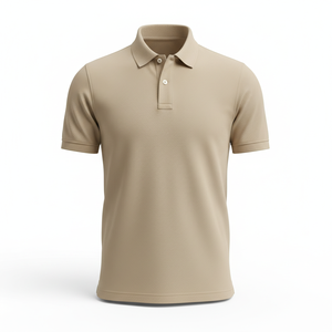 Polo en piqué personnalisable pour homme |   Haut à manches courtes marron clair |   Fournisseur en gros pour la broderie de marques - Product Image 3