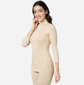Camiseta térmica de cuello alto, algodón suave, manga larga, ropa interior, top térmico de manga larga y cuello alto, cómoda y acogedora. - Product Image 3