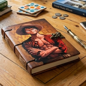 <b>A5</b> Adventure Theme Handmade Paper Journal | Eco Friendly Hardcover Lock Diary Notebook with Cartoon Style Artwork Design Gift - Product Image 4