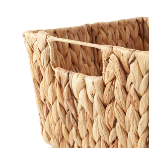 Water Hyacinth <b>Storage</b> <b>Baskets</b> Rectangle With Handles Rustic Style Multi-Purpose Neatening Organizers M Size - Product Image 6