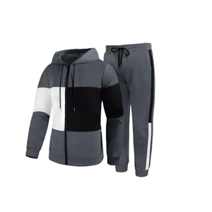 Chándal Clásico para Hombre con Capucha, Diseño de Dos Piezas, Estampado Sólido, Ropa Deportiva Casual de Invierno con Tela de Algodón Suave Teñida - Product Image 1