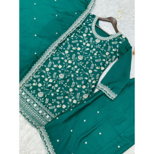 Juego elegante de 3 piezas de Kurti indio y pakistaní con Plazzo y Dupatta - Product Image 1
