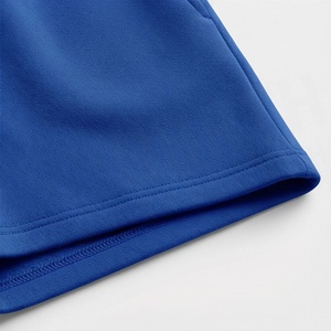 Conjunto de Sudadera con Capucha y Pantalones Cortos de 2 Piezas para Mujer, Color Azul, Corte Holgado Informal, Felpa de Color Sólido, Largo por Encima de la Rodilla, para Primavera/Verano - Product Image 6