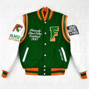 Chaqueta Universitaria de Alta Calidad al por Mayor de la Universidad de Florida A&M, Chaqueta Clásica Letterman para Hombre y Mujer, Ropa Exterior de Béisbol Universitaria - Product Image 3