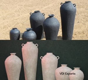 Juego de Macetas de Resina de Poliéster Negras Clásicas Tradicionales, Decoración Rústica para Entrada de Boda, Pasillo, Callejón, Calidad de Exportación Premium - Product Image 4