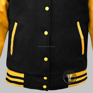 Veste universitaire en cuir de vachette véritable pour hommes avec col montant en laine mélangée Letterman College Jacket en traitement enduit de XXS-7XL - Product Image 6