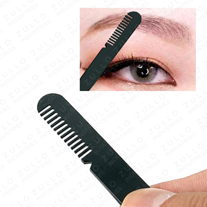 Ensemble de 3 pinces à sourcils personnalisées avec logo, à pointe inclinée et peigne, noir, argent, or rose, kit d'outils de beauté et de toilettage avec sac - Product Image 2