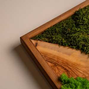 Mur végétal en mosaïque naturelle artisanale, décoration murale en bois, œuvre d'art en mousse naturelle, bosse enchantée, verdure abondante, art mural en bois - Product Image 2