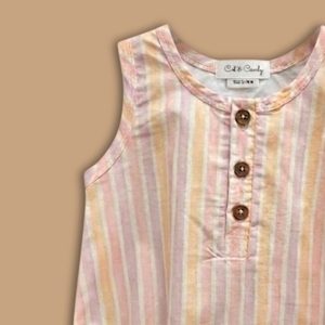 Mono de burbujas orgánico Cot & Candy Stripe para niñas, diseño divertido y frutal para el verano - Product Image 3
