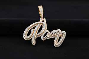 Pendentif Lettre Initiale Bicolore en Argent Sterling 925 avec Moissanite VVS Hip Hop, Passe le Test du Diamant - Product Image 4