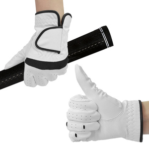 Guante de Golf Blanco con Logotipo Personalizado, Transpirable, Antideslizante, con Agarre de Gamuza de PU Perforada, para Entrenamiento Deportivo - Product Image 1