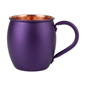 Mug en cuivre pur avec revêtement poudré violet royal de luxe et poignée ergonomique assortie - Mug en cuivre violet mat moderne - Product Image 5