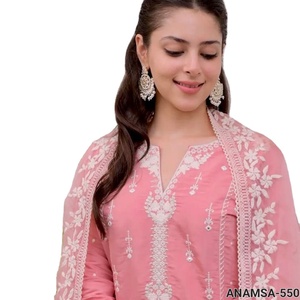 Looking Beautiful With Our Baby Pink Color Embroidery <b>Mirror</b> Work Pakistani Fashion Festive Wear Salwar Suit - Product Image 1