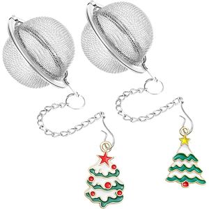 2.1 In. Infuseur à thé en maille d'acier inoxydable avec pendentif sapin de Noël, lot de 2, idée cadeau de Noël pour les amateurs de thé - Product Image 1