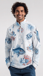 Fishing Wear Sublimation Zip Up Jersey High Quality Printed Fishing Zip Up Jackets Men 100% Polyester Sublimation Fishing Tops - Product Image 4