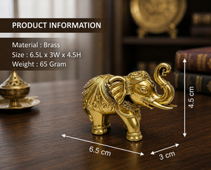 Idolo de Trompa de Elefante de Latón Puro, Arte Hecho a Mano, Duradero, 6.5 x 3 x 4.5 cm, 65 g, Moderno, Hathi Murti, Decoración para el Hogar, Regalo - Product Image 2