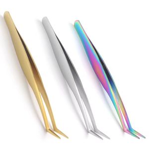 Juego de Pinzas para Pestañas de Acero Inoxidable de Precisión, Puntas Suaves, Colores Dorado, Plateado y Arcoíris para Uso Estético - Product Image 1