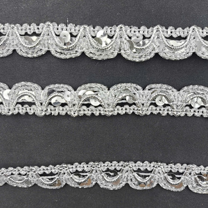 Elegant 2cm Metallic Lace Trim with Chevron Pattern Eco-Friendly <b>Sequin</b> Decoration for Cloth & Gifts - Product Image 4