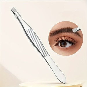 Salon Quality Stainless Steel Eyebrow Tweezers Slanted Pointed Tip Modern Design Durable <b>Precision</b> <b>Tool</b> - Product Image 6