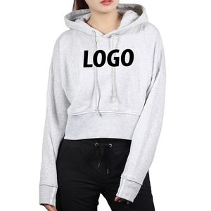 Nueva Sudadera con capucha de lana recortada de invierno para mujer, Jersey corto informal deportivo con estampado personalizado, sudaderas con capucha de moda de algodón y poliéster liso - Product Image 1