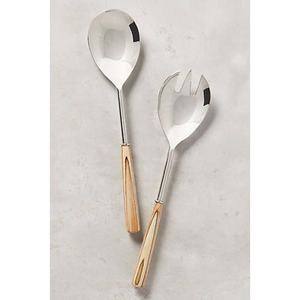 Servidor de ensaladas reutilizable, regalo de boda con diseño largo, rama dorada con hoja de Metal, mango de nuevo aspecto - Product Image 3