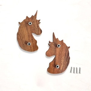 Manijas de puerta de madera de acacia modernas hechas a mano, pomo multicolor con diseño de unicornio mágico, tiradores para cajones, cómodas y armarios - Product Image 2