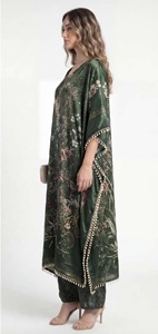 Robe longue kaftan pour femme en soie polyéthylène, coupe ample, élégante et fluide, idéale pour toutes les saisons et tenue décontractée. - Product Image 2