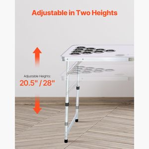 Tavolo Portatile per Beer Pong da 8 Piedi con Design Pieghevole, Pennarelli Cancellabili, Fori per Bicchieri, Maniglie per il Trasporto, Altezza Regolabile - Product Image 5