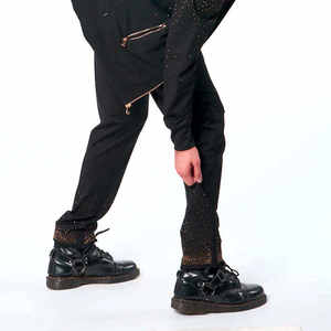 Conjunto de Sudadera con Capucha y Cremallera con Pedrería, Pantalones de Chándal Acampanados Vintage y Sudadera con Capucha para Hombre, Conjunto Deportivo Estilo Urbano con Lavado Ácido - Product Image 4