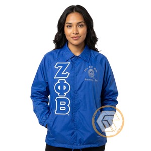 Chaqueta Universitaria Bordada para Mujer de la Hermandad Zeta Phi Beta con Logotipo Personalizado GREEK TREASURES, de Poliéster Transpirable de Alta Calidad - Product Image 1