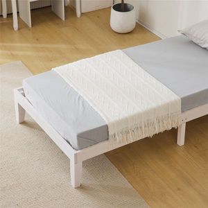 Cadre de lit en bois blanc délavé, confortable, disponible en tailles Twin, Queen, King et Double, style panneau en bois pour lits plateforme et lits Murphy - Product Image 3